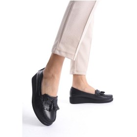 Resim Artı-artı001-7475-501-psk Hakiki Deri Günlük Ortopedik Kadın Bağsız Siyah Roc Ayakkabı 001 