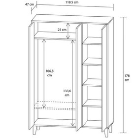 Resim Mobilique Selin Üç Kapaklı Raflı Gardrop 600-00-434 