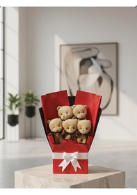 Resim Sevimli Peluş Ayıcık Buketi Özel Tasarım Sevgiliye,arkadaş Hediyelik Kırmızı 