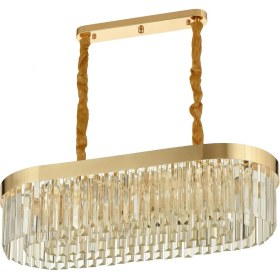 Resim Avizemoda Desina 70x30'luk Kristal Taşlı Lüks Yemek Masası Üstü Avize - GOLD Kaplama 