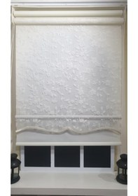 Resim Çift Mekanizmalı Beyaz Tül Perde Ve Ekru Stor Perde Stb45248-v110 Ekru 