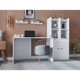 Resim nettrends.net the new trend of shopping Modüler oyuncu masası kitaplıklı kapaklı dolaplı raflı depolama seti beyaz-NRG-OYNM-1002 