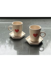 Resim 2'li Kalpli Fincan Seti 