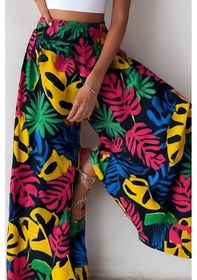 Resim Sensuelle Kadın Yüksek Bel Lastikli Desenli Süprem Pantolon Pembe 