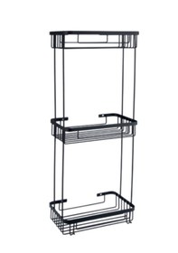 Resim Çelik Banyo Üçlü Metal Taci 23x15x60 Sabunluk Ve Şampuanlık Mat Siyah 