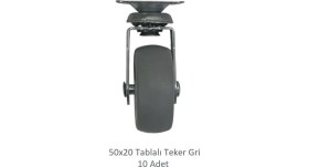 Resim Ofis Koltuk Dolap Etajer 360 Derece Döner 50 x 20 Tablalı Teker Gri 50 mm (10 Adet) 