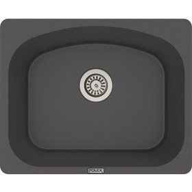 Resim Polex Cristalüx Granit Evye P-OL60 Antrasit Tezgah Altı Ve Tezgah Üstü Kare Mutfak Evyesi 60x49.5 CM 