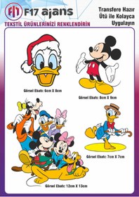 Resim F17 Ajans Ütü Ile Yapışan Tekstil Dtf Baskı Görseli Mickey Mouse 4'lü Set 