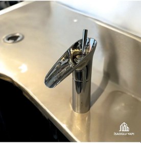Resim İsaoğlu Yapı Krom Şelale Musluk Nostaljik Tasarım Şelale Lavabo Bataryası Gümüş 