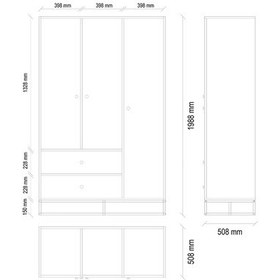 Resim Enza Home Kalinsta 3 Kapaklı Gardırop - Siyah 
