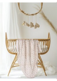 Resim Ayıcık Çok Amaçlı %100 Pamuk Müslin Örtü 100x120 + Kese Pembe 