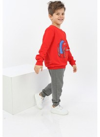 Resim Toontoy Kids Toontoy Erkek Çocuk Çantalı Yazı Baskılı Eşofman Takım Kırmızı 