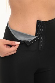 Resim REYNEV 3 Kademeli Agraflı Sauna Taytı – Polymer Terletici Toparlayıcı Tayt - XS 