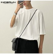 Resim Beyaz Japon ve Kore Tarzı Moda Erkek Kısa Kollu Gömlek Gevşek Üstler T-shirt Artı Boyutu S-5xl Incerun Beyaz 