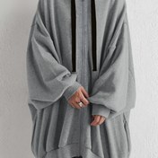 Resim Plus Beden, Kadınlar İçin Oversize Kapüşonlu Fermuarlı Sweatshirt - Tam Fermuar Ön Kapatmalı Hoodie, Makinede Yıkanabilir Kışlık Ceket, Gri/Neutre Tonlarda Günlük ve Resmi Etkinlikler için Rahat Kesim, Konfor Malzeme, Unisex Tarzı, Sokak Stili 
