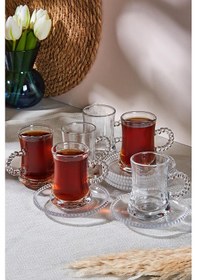 Resim Perotti Pearl 12 Parça Boncuklu Cam Çay Takımı 180 Ml Çay Seti 