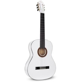 Resim Valencia VC104TWT 4/4 Klasik Gitar - Beyaz (Başlangıç Seviyesi) | Tam Boy Gövde, Sap Ayar Çeliği, Şık Parlak Beyaz Kaplama ve Yeni Başlayanlar İçin Dengeli Tuşe 