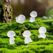 Resim 6 Adet Karanlıkta Parlayan Mini Figürler DIY Teraryumlar İçin, Reçine Peri Bahçesi Aksesuarları, Sevimli Gülümseyen Yüzler, Araba Gösterge Paneli & Ev Masası Dekoru İçin Mükemmel, Arkadaşlar İçin İdeal Hediye, Peri Bahçesi Minyatürleri 
