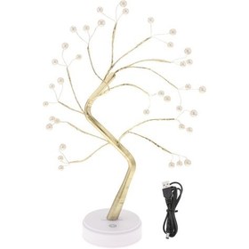 Resim Homyl Ağaç Şekilli Işık Masası Başucu Ofis Vanity Sıcak 36 Adet Işık 