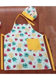 Resim Şapkalı Mutfak Önlüğü, Aşçı Önlüğü Seti Yetişkinler İçin -sarı A 