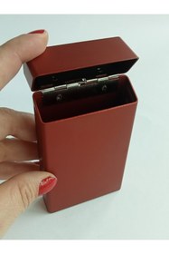 Resim NESGIFT Uzun Slim Kırmızı Metal Sigara Kutusu 