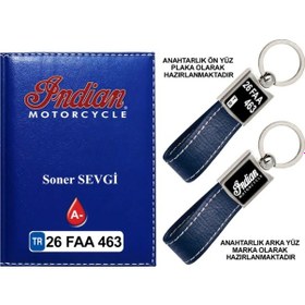 Resim Plakanıza Özel Indıan Logolu Lacivert Ruhsat Kabı Ve Anahtarlık 