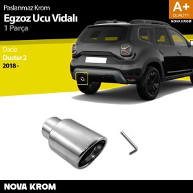 Resim Nova Krom Dacia Duster 2 Krom Egzoz Ucu Vidalı 55MM Çap 2018-2023 