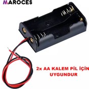 Resim 2'Li Aa Kalem Pil Kutusu Yuvası 3V Kablolu Kalem Pil Tutucu 25 Adet 