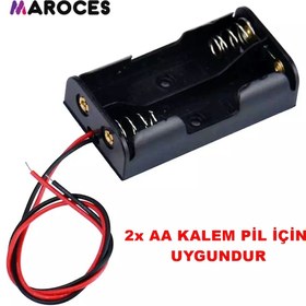 Resim 2'Li Aa Kalem Pil Kutusu Yuvası 3V Kablolu Kalem Pil Tutucu 25 Adet 