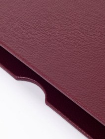 Resim Deri Kapaklı Masa Sümeni Bordo Ahşap Detaylı 50x35cm 