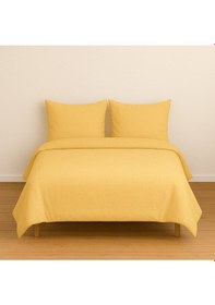 Resim Çift Kişilik Düz Renk Sarı Nevresim + 2 Adet Yastık Kılıfı Sarı 