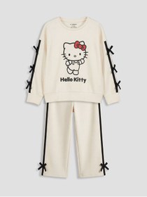 Resim LC Waikiki NEVAVM Farkıyla Hello Kitty Baskılı Kız Çocuk Sweatshirt ve Eşofman Altı 