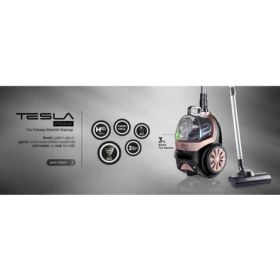 Resim Arnica Tesla Premium Koldan Kumandalı,ultra Sessiz,turbo Başlıklı Toz Torbasız Elektrikli Süpürge Makinesi 