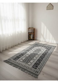 Resim My Evilla Seccade Hafif Katlanabilir Yıkanabilir Namazlık Şık Motifli Çeyizlik Ve Hediyelik Gri-siyah Siyah - Gri 