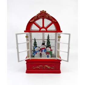 Resim Işıklı Ve Müzikli Kar Küresi - Kardan Adam Ailesi Açılır Pencereli Tasarım 01 