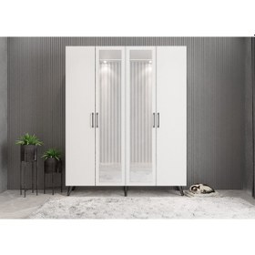 Resim Açelya Portmanto Vestiyer Füme Beyaz - M2 180cm Montaj Dahil 