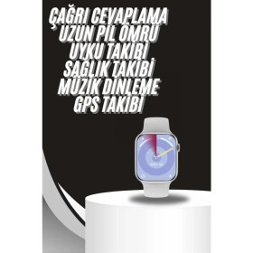 Resim Marsilyan Akıllı Saat Gümüş Kasa Bluetooth Kulaklık Hediyeli Çok Fonksiyonlu İkili Set 