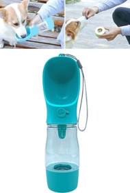 Resim Buffer ® Taşınabilir Mama Hazneli Evcil Hayvan Suluğu Seyahat Kabı Kilitlenebilen Su Sızdırmaz 380ml 