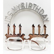 Resim İt's My Birthday Yazılı Taç ve Mum Şekilli Gözlük Seti Gümüş Renk 