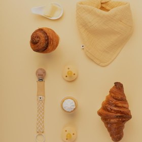 Resim Bibs Paci Braid Emzik Askısı - Pale Butter/Ivory 