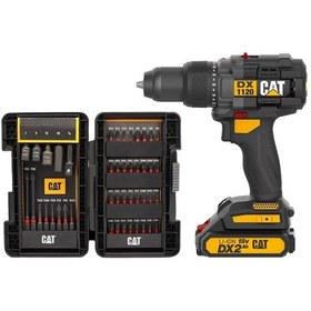 Resim Cat DX1120 18V/2.0AH Li-ion Çift Akülü Kömürsüz Profesyonel Şarjlı Darbeli Matkap + DA01902 45 Parça Vidalama Uç Seti 
