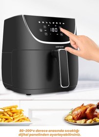 Resim Goldmaster Blackfry 1700 Watt Dijital Dokunmatik 8 Ön Programlı 5.7 Litre Airfryer Yağsız Kızartma Sıcak Hava Fritöz 