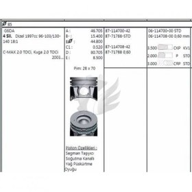 Resim Piston Sekman 060 Peugeot 307 308 407 607 DW10 85MM 