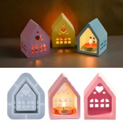 Resim 1 Adet Kalp Ev Silikon Mum Kalıbı - Pencere Kesikli Çay Işığı Tutucu, Yeniden Kullanılabilir DIY Çimento El Sanatları Kalıbı, Ev Dekoru, Düğün & Sevgililer Günü Hediye Fikirleri (Pastel Renkler), Yaratıcı Tasarım, Pürüzsüz Dokulu 