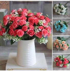 Resim Şarap Kırmızısı 1 Buket Simülasyon Gül Sulama Yok Canlı Süs Parlak Renkli Yapay Çiçekler Ev Güzelleştirme 