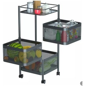 Resim Trendesk 3 Katli Lux Siyah Metal Kare Patates Soğan Sebze ,Meyve Sepeti ,Sebzelik 