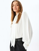 Resim Uzun Kollu Şal Yaka Krep Gömlek 