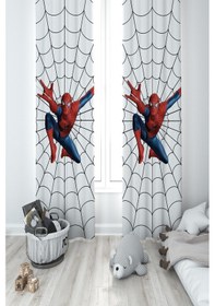 Resim Mekta Home Bebek Ve Çocuk Odası Ağ Ve Spiderman Desenli 2 Kanat Fon Perde 