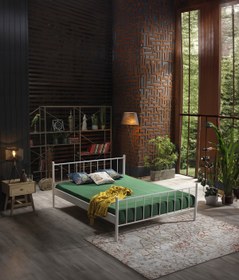 Resim Unimet Falez Çift Kişilik Ferforje Metal Karyola-beyaz (AHŞAP LATALI) 