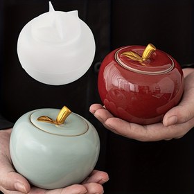 Resim DIY Mum Kavanozları, Takı Saklama Kutuları & Ev Dekoru için Çok Yönlü Silikon Kalıp - Epoksi Reçine, Çimento, Beton, Alçı Kil El Sanatları için Kapaklı 